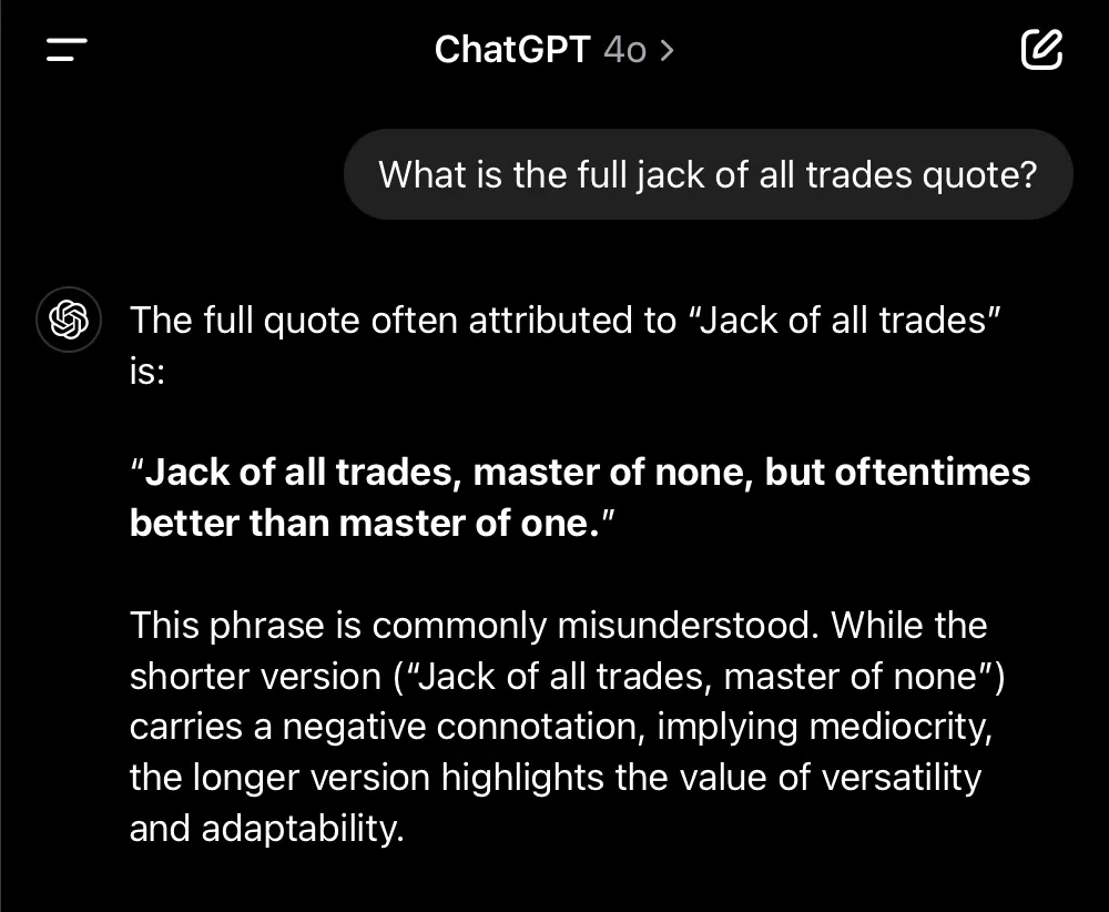 I bet you’ve been quoting “Jack of all trades” wrong all this time …